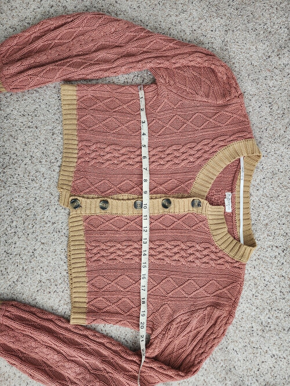 For Love And Lemons Sierra Asymmetrical Cropped Cable Knit Cardigan Sweater - Picture 7 of 9
